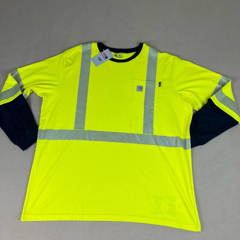 Carharrt FR Long Sleeve Class 3 Pocket Shirt, Flame Resistant, High Viz. Sz 3XLT